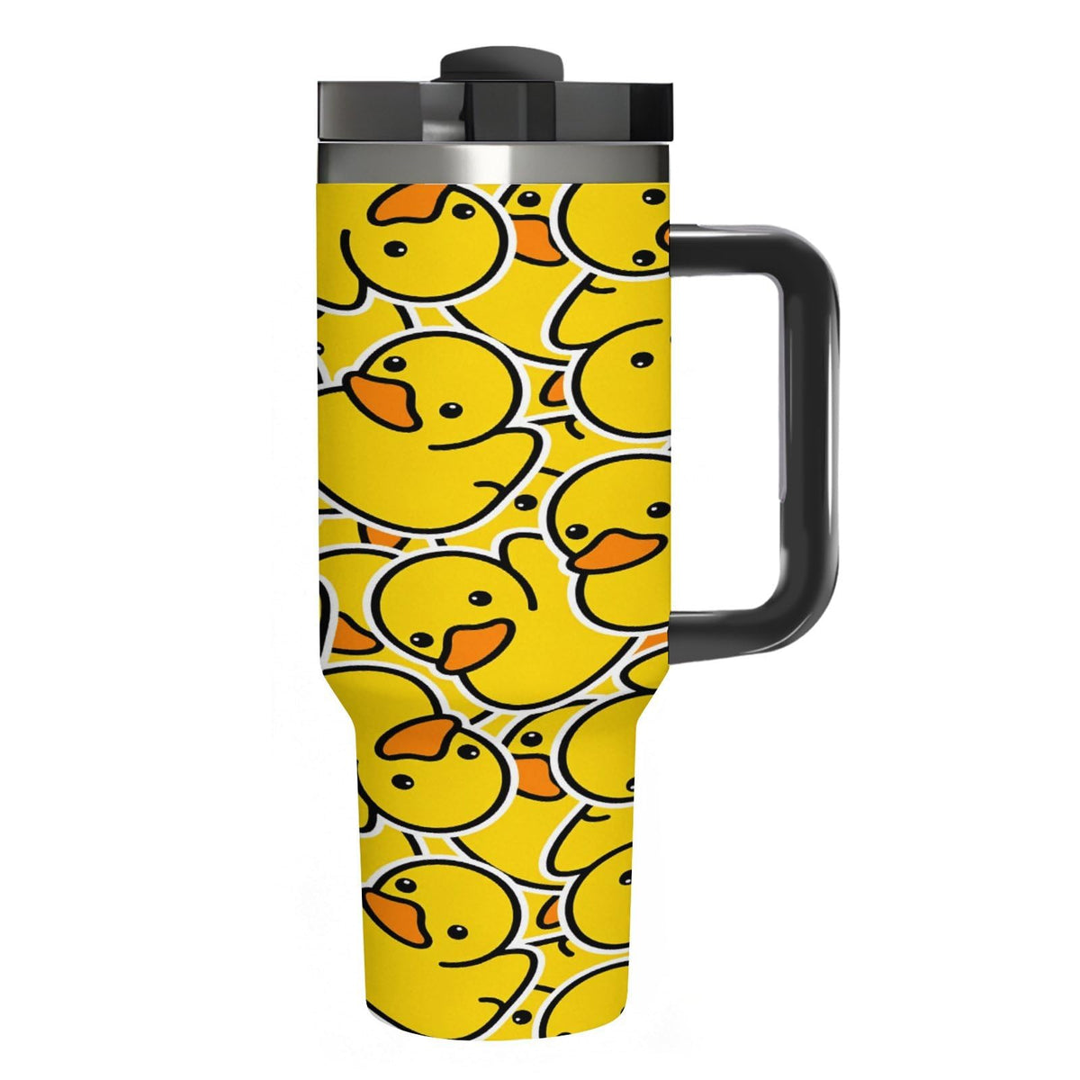 Stainless Steel Insulated Tumbler 40 OZ (1200 ML), Cartoon Yellow Duck Coffee Mug Cup with Splash-Proof Lid And Straw for Car Home Office Outdoor Travel
