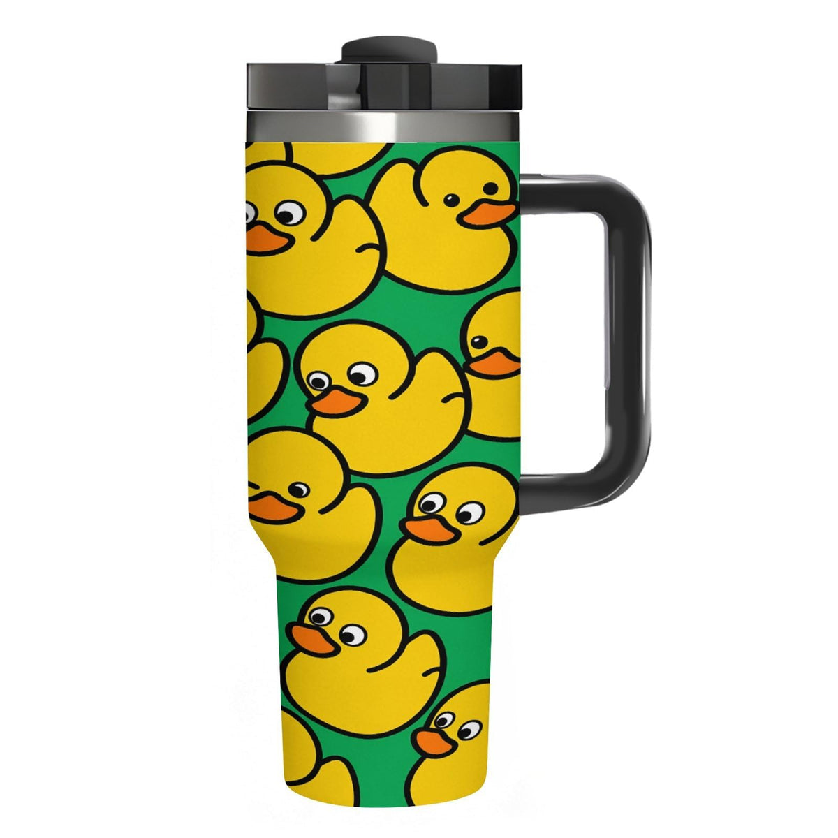 Stainless Steel Insulated Tumbler 40 OZ (1200 ML), Cartoon Yellow Duck Coffee Mug Cup with Splash-Proof Lid And Straw for Car Home Office Outdoor Travel