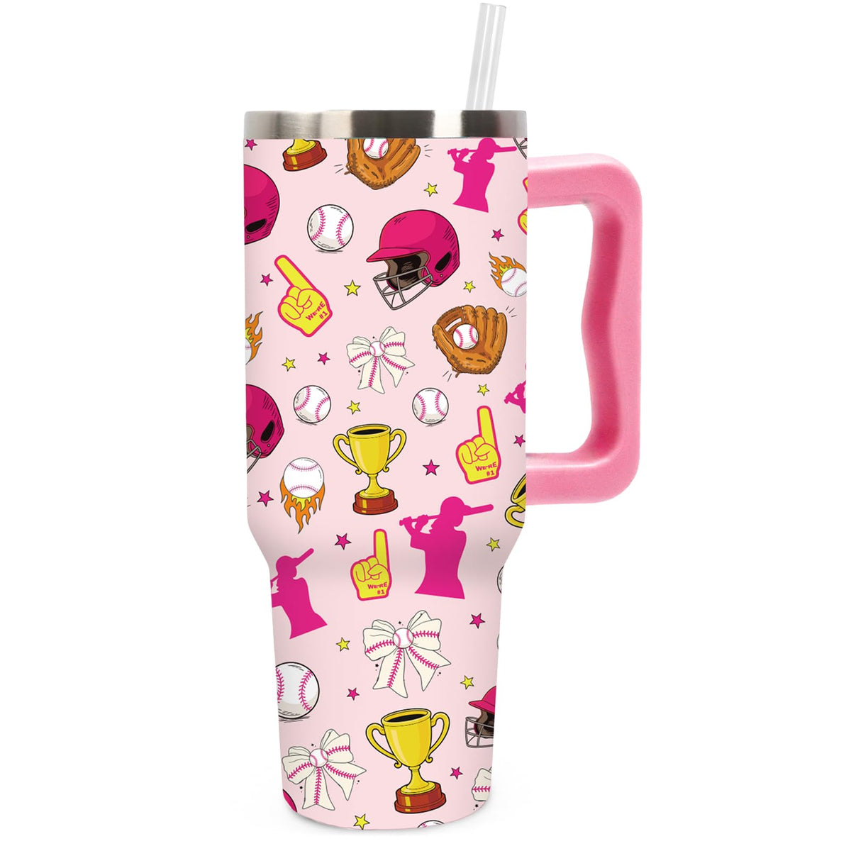 JarThenaAMCS Cartoon Sponge Tumbler with Handle 40oz Flower and Bubbles Tumbler with Lid Straw Blue Yellow Funny Sea Ocean Stainless Steel Cup for Home Office Travel