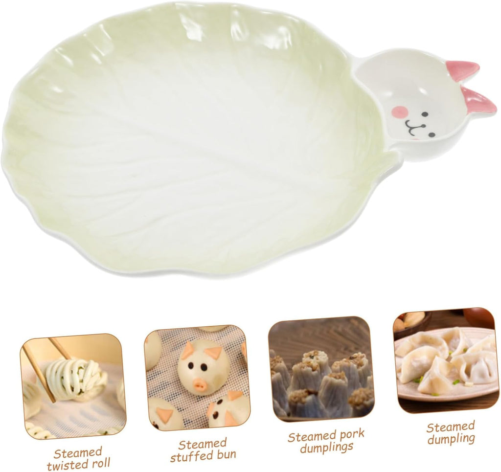 Ceramic Cartoon Serving Plate Cute Rabbit Design Decorative Food Tray for Party Snacks Appetizers Multi-functional Dinner Plate for Home Restaurant Hotel Use