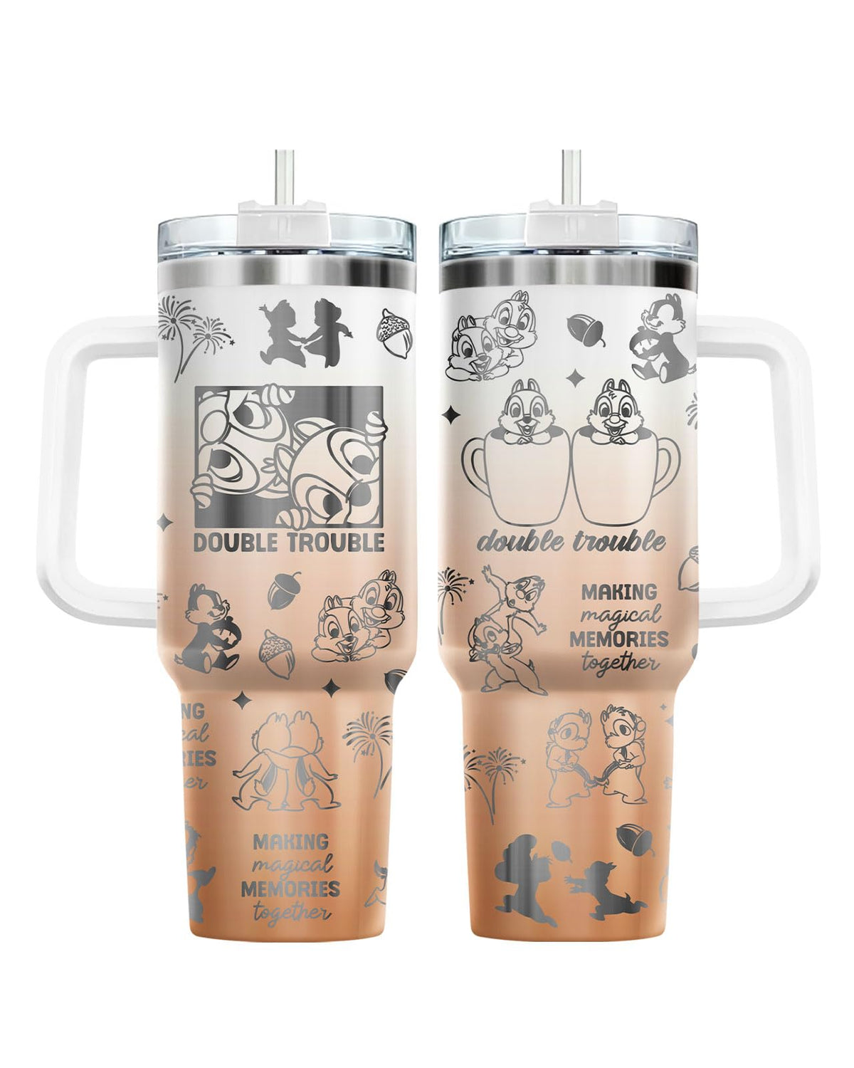 Movie Cartoon Dog Tumbler 40oz with Handle & Straw