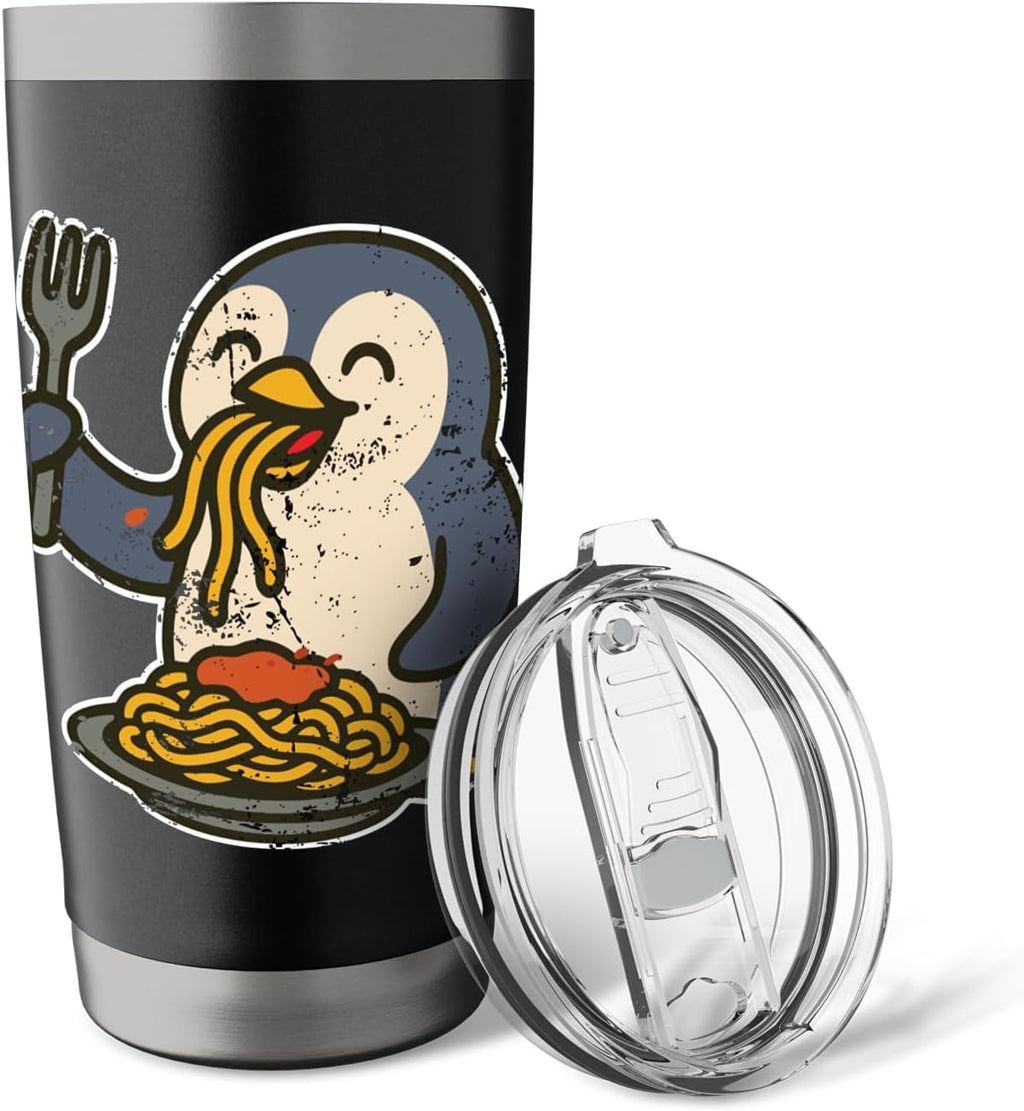 Pasta Loving Penguin Cartoon Stainless Steel Insulated Tumbler