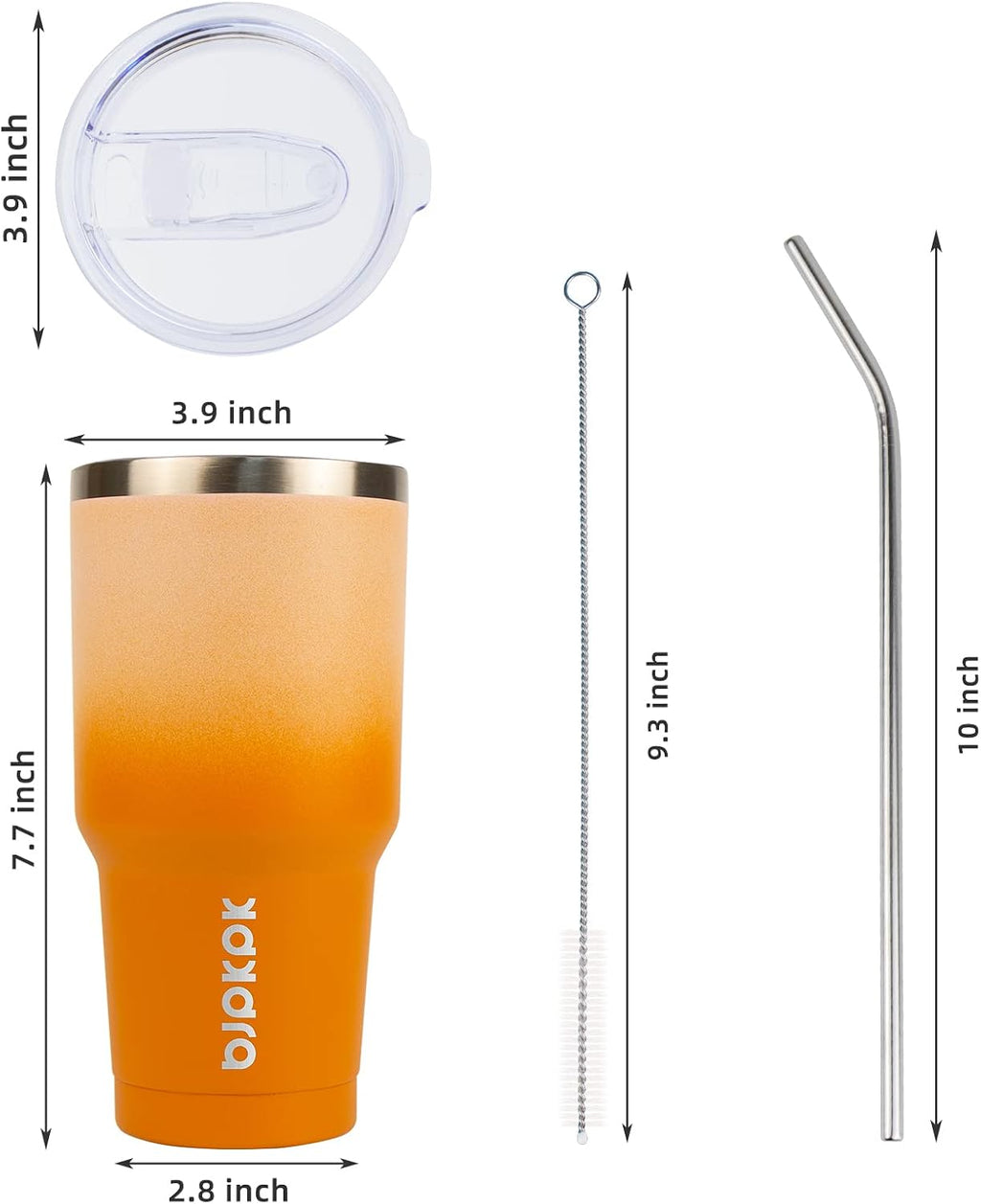 BJPKPK 30 oz Tumbler with Lid and Straw, Insulated Stainless Steel Cup