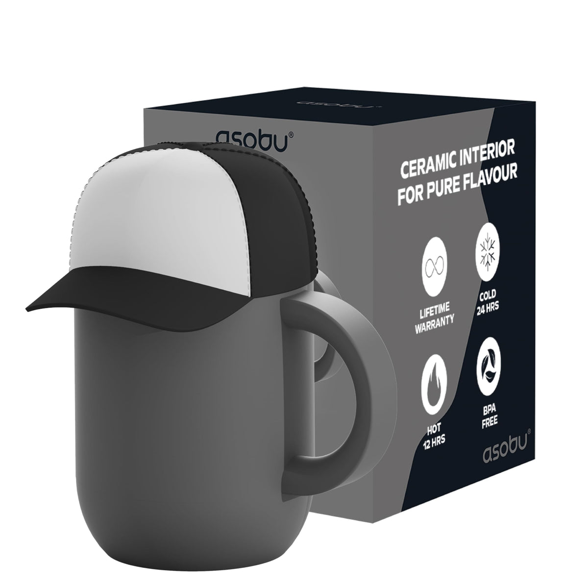 asobu Extra Large Travel Explorer Tumbler for Hot and Cold with Stainless Steel Removable Coffee Mug Sleeve - Straw and Flip Open Sip Spout, 34 oz / 25 oz (Basil Green)