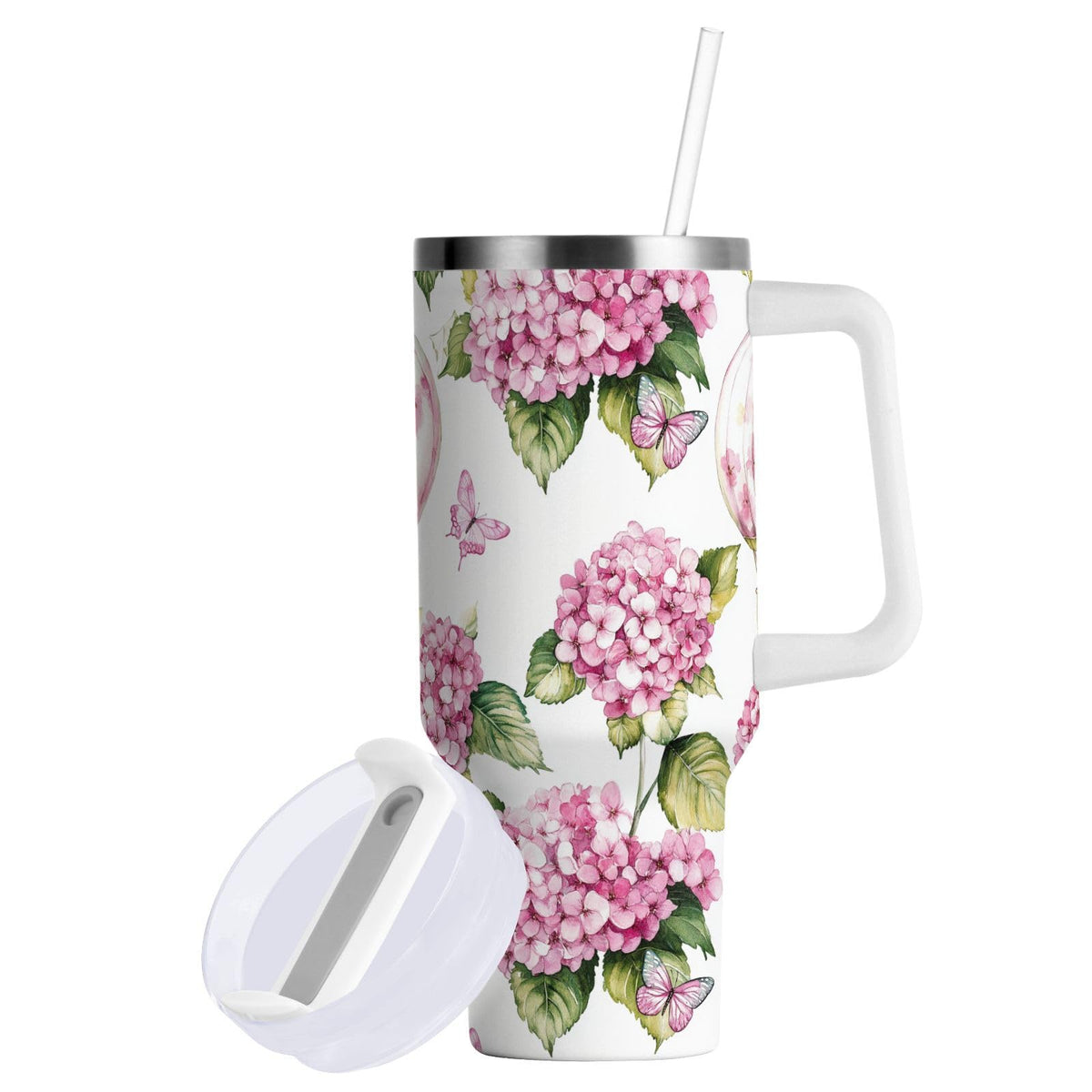 Cartoon Style White Geese Tumbler with Handle and Straw Leak Proof Tumbler 2 in 1 Lid Insulated Water Bottle Tumblers Stainless Steel Cup Large Travel Mug Cups, Gifts for Women Man, 30oz