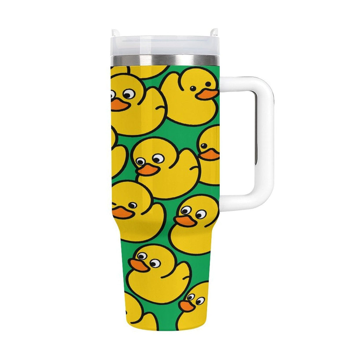 Stainless Steel Insulated Tumbler 40 OZ (1200 ML), Cartoon Yellow Duck Coffee Mug Cup with Splash-Proof Lid And Straw for Car Home Office Outdoor Travel
