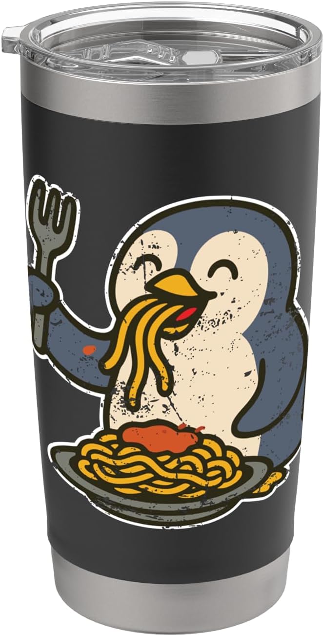 Pasta Loving Penguin Cartoon Stainless Steel Insulated Tumbler