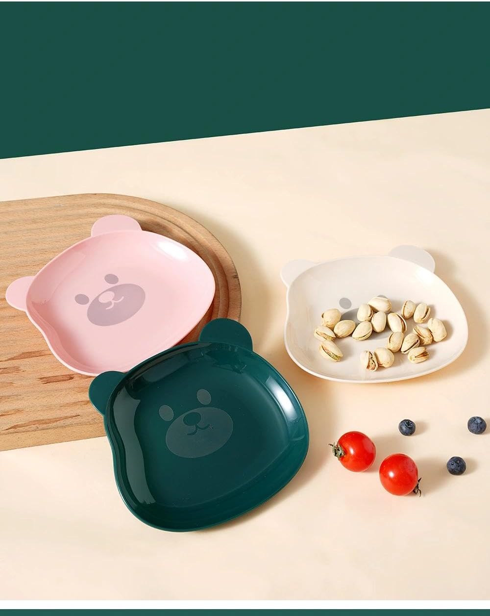 COMIART Cute Bear PP Material Small Dish for Dipping Sauces and Bones - 5 Colors Set