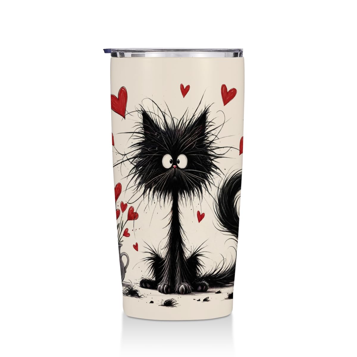 Cute Cat 20 oz Tumbler, Funny Cats Stainless Steel Insulated Water Bottle