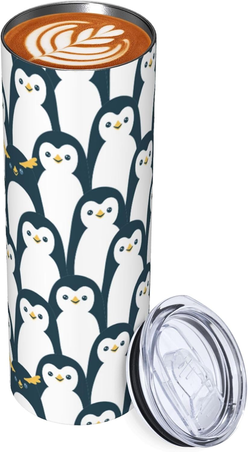 Penguin Tumbler Stainless Steel Vacuum Insulated Coffee Mugs Cup Travel Mug 20 OZ For Home Office Sport Party Gifts…