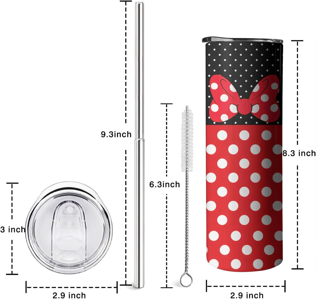 Cartoon Mouse Tumbler for Women Gift Bowknot with Lid&Straw 20ozCup