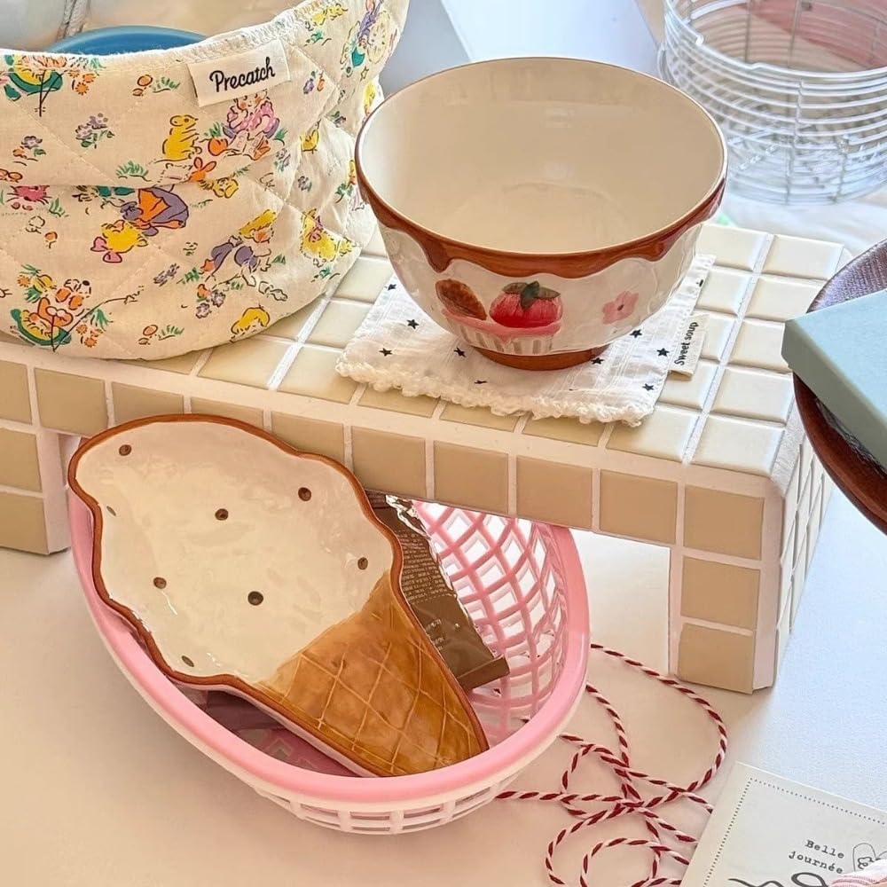 Cartoon Relief Underglaze Color Ceramic Tableware Set Seasoning Dish Rice Bowl Noodle Salad Pasta Soup Deep Plate (9-Inch Salad Bowl)