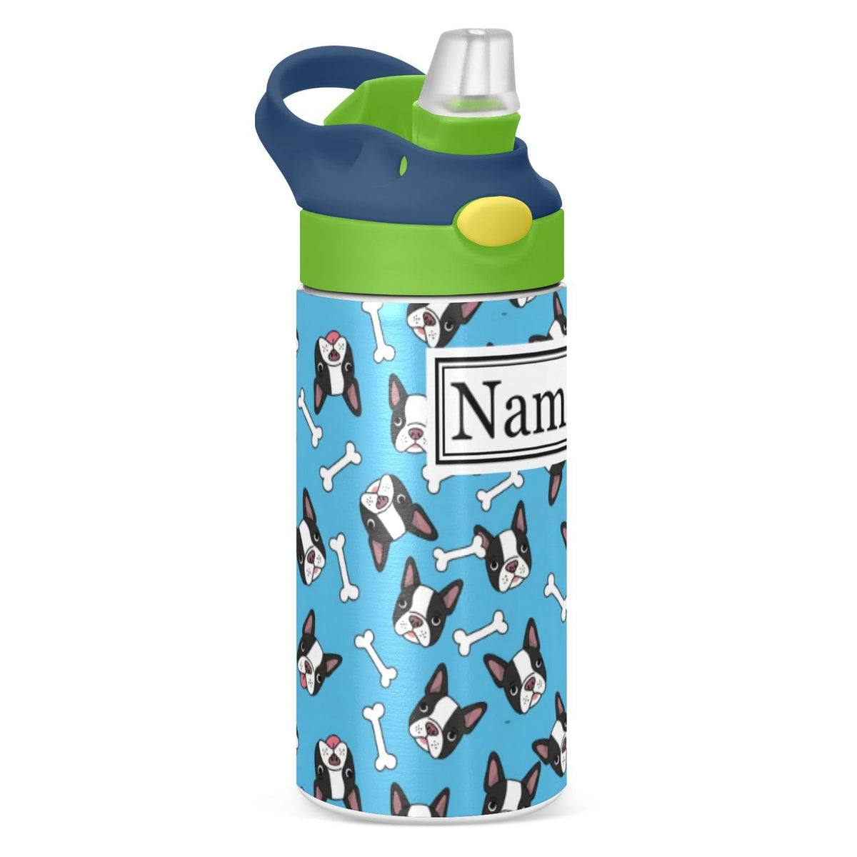 Personalized Name Water Bottles for Kids Cartoon Crocodiles Basketball Custom Toddlers Insulated Stainless Steel with Straw Lid Tumbler Gift for Boys Girls Birthday School