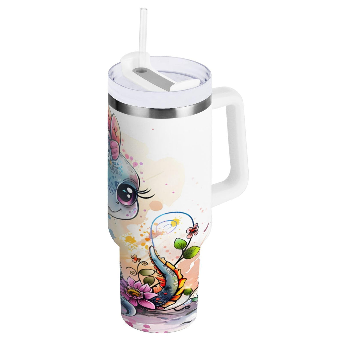 30oz Tumbler Cartoon Giraffes Insulated Coffee Cup Stainless Steel Travel Mug Car Water Bottle with Lid Straw Handle