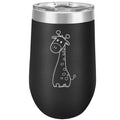 16 oz Double Wall Vacuum Insulated Stainless Steel Stemless Wine Tumbler Glass Coffee Travel Mug With Lid Cute Giraffe Cartoon (Purple)
