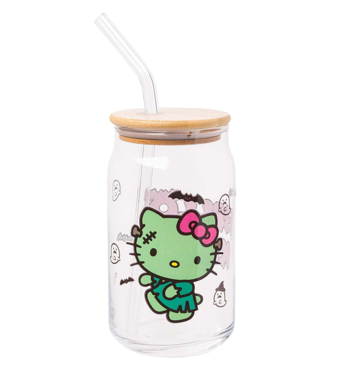 Silver Buffalo Sanrio Hello Kitty Waving Design Print, Glass Tumbler, 16oz