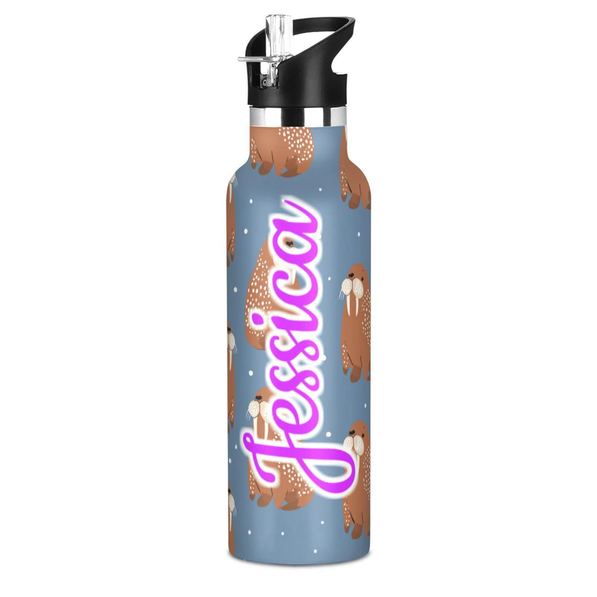 Kcldeci Kids Water Bottle for School Cartoon Chicken Nuggets Personalized 20oz Stainless Steel Insulated Tumbler with Straw, Leak-Proof Travel Flask for Boys Girls, BPA-Free
