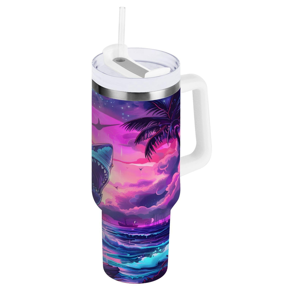 30oz Tumbler Cartoon Giraffes Insulated Coffee Cup Stainless Steel Travel Mug Car Water Bottle with Lid Straw Handle