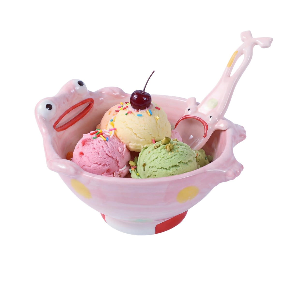 Funny Frog Bowl With Frog Spoon Set Ugly-cute Cereal Bowl (PNK)