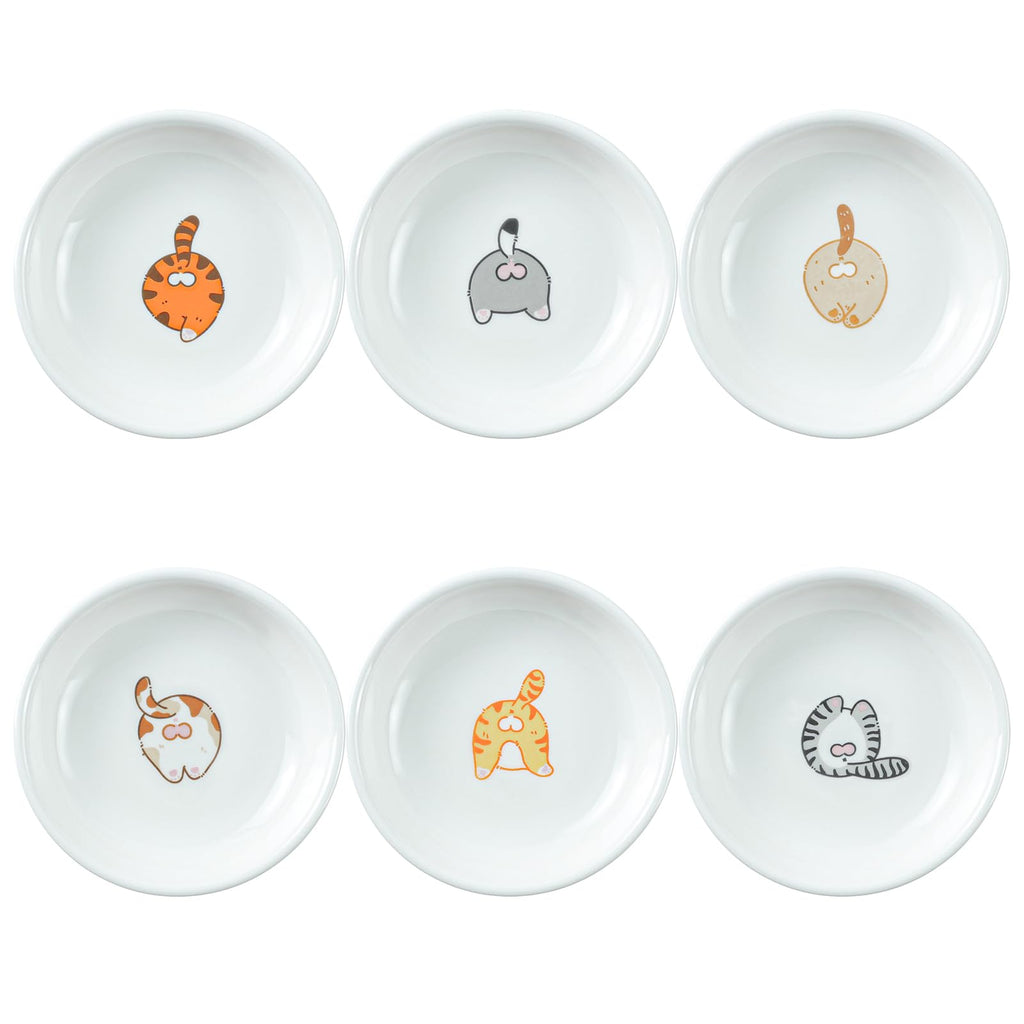SOCOSY Super Cute Cartoon Animal Pattern Ceramic Sauce Dish/Seasoning Dish/Sushi Soy Dipping Bowl/Appetizer Plates/Serving Dish for Kitchen Home(Set of 6)-Dog Heads