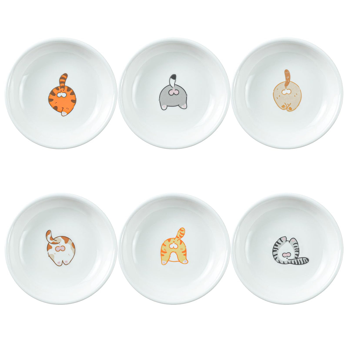 SOCOSY Super Cute Cartoon Animal Pattern Ceramic Sauce Dish/Seasoning Dish/Sushi Soy Dipping Bowl/Appetizer Plates/Serving Dish for Kitchen Home(Set of 6)-Dog Heads
