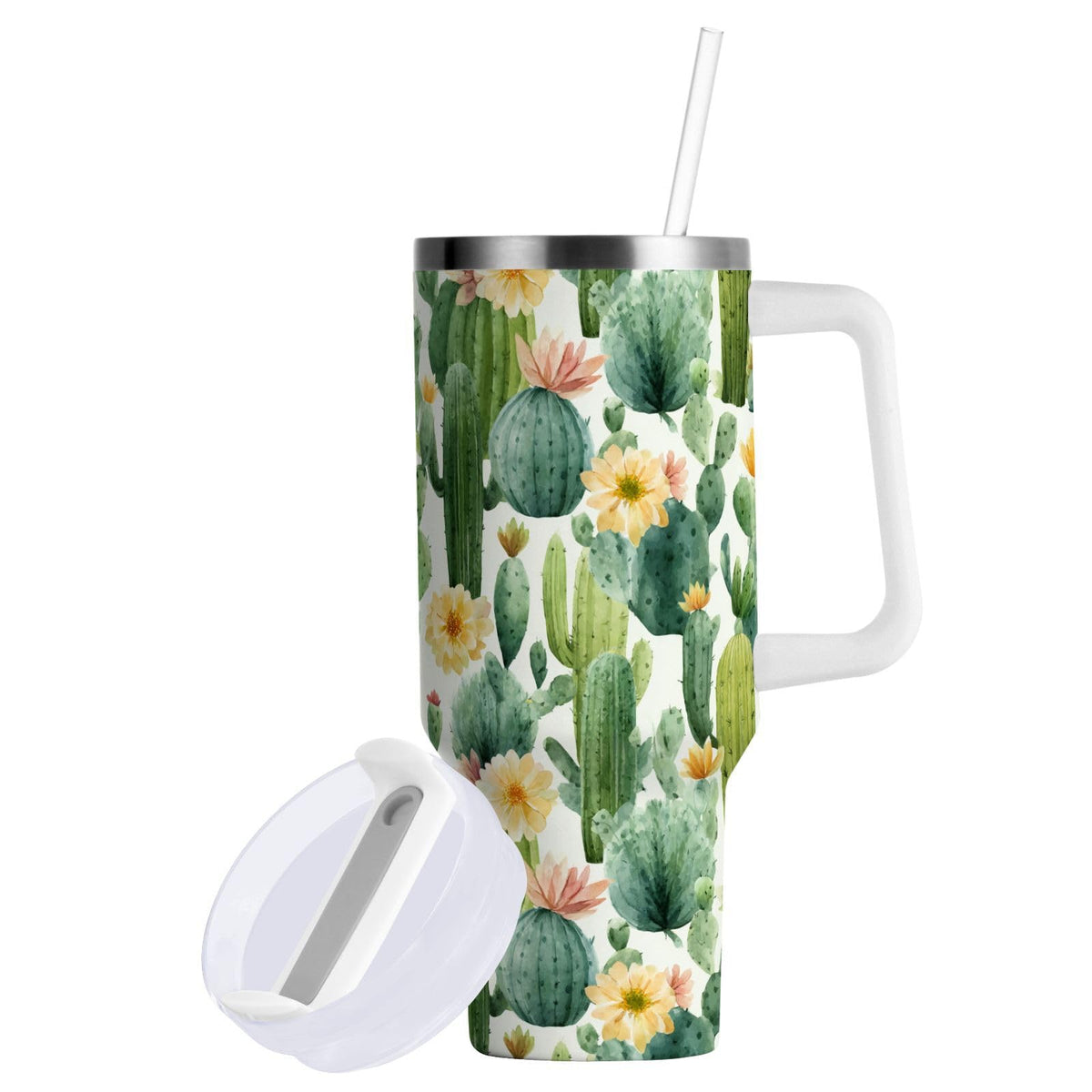 Cartoon Style White Geese Tumbler with Handle and Straw Leak Proof Tumbler 2 in 1 Lid Insulated Water Bottle Tumblers Stainless Steel Cup Large Travel Mug Cups, Gifts for Women Man, 30oz