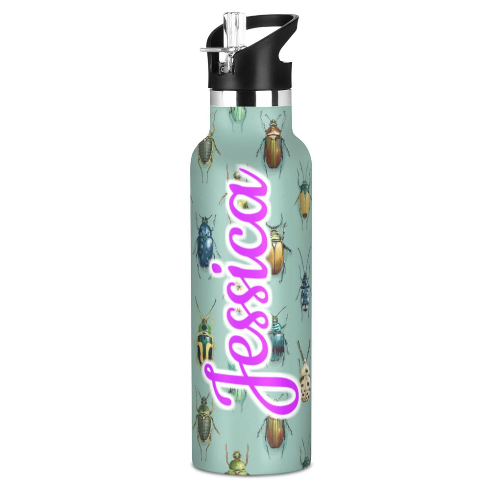 Kcldeci Kids Water Bottle for School Cartoon Chicken Nuggets Personalized 20oz Stainless Steel Insulated Tumbler with Straw, Leak-Proof Travel Flask for Boys Girls, BPA-Free