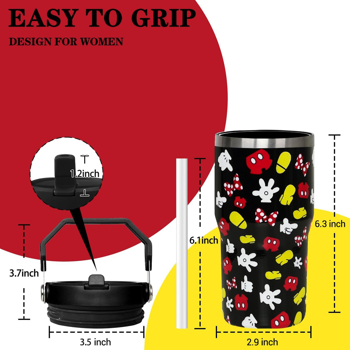 Cartoon Mouse Tumbler 20 Oz With Lid and Flip Straw Cup
