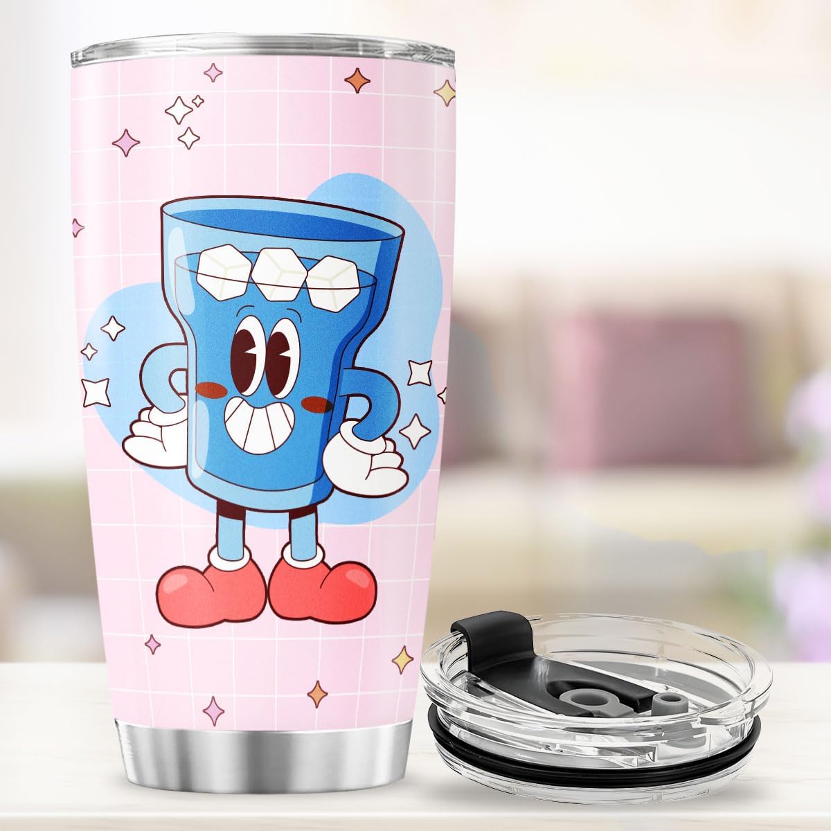 Funny Might Be Vodka Tumbler 20oz for Women, Cute Ice Cup Cartoon Design, Stainless Steel Insulated Cup for Coffee, Water, Travel, Work