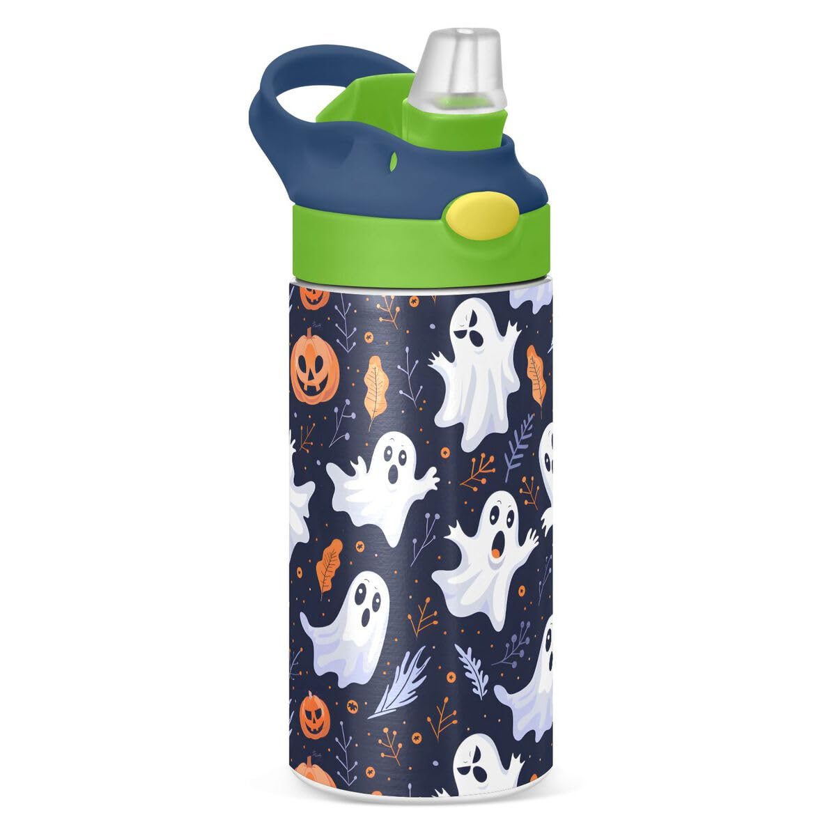 ALAZA Zebra Cartoon Blue Kids Water Bottles Insulated Stainless Steel Tumbler Travel Cup Lids Straw Double Walled Leakproof 12 OZ for Boys Girls