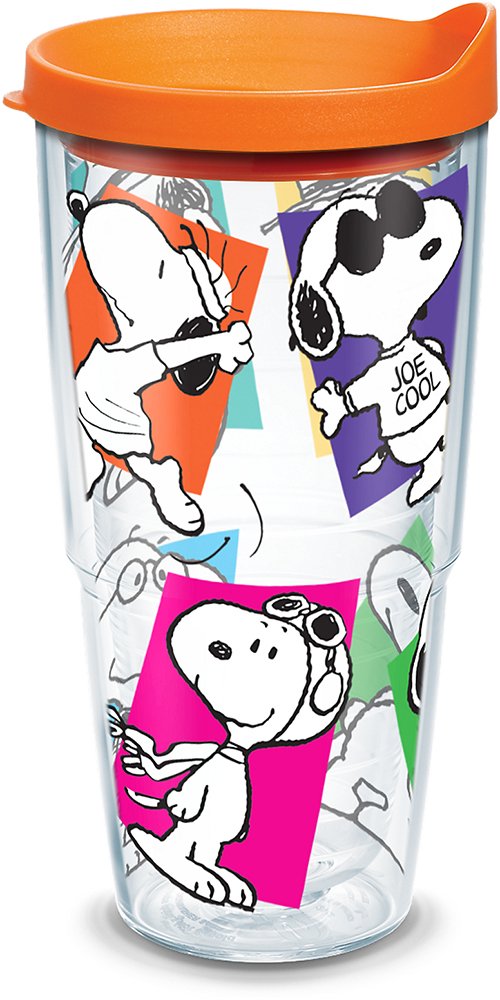 Tervis Peanuts Multi-Snoopy Made in USA Double Walled Insulated Tumbler Cup Keeps Drinks Cold & Hot, 16oz, Clear