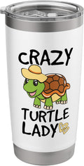Crazy Turtle Lady Cute Cartoon Turtle Design Stainless Steel Insulated Tumbler