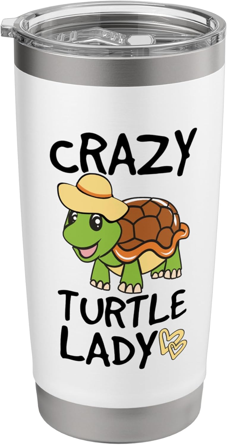Crazy Turtle Lady Cute Cartoon Turtle Design Stainless Steel Insulated Tumbler