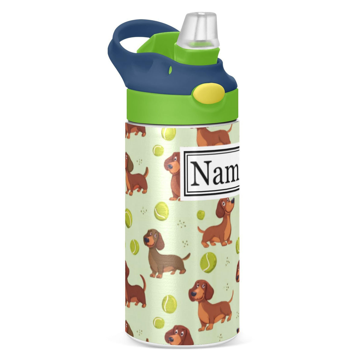 Personalized Name Water Bottles for Kids Cartoon Crocodiles Basketball Custom Toddlers Insulated Stainless Steel with Straw Lid Tumbler Gift for Boys Girls Birthday School