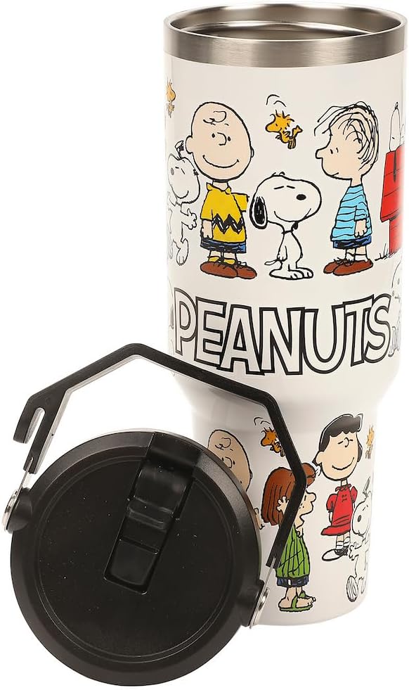 Peanuts All-Over Character Print White 40 Oz Stainless Steel Water Bottle
