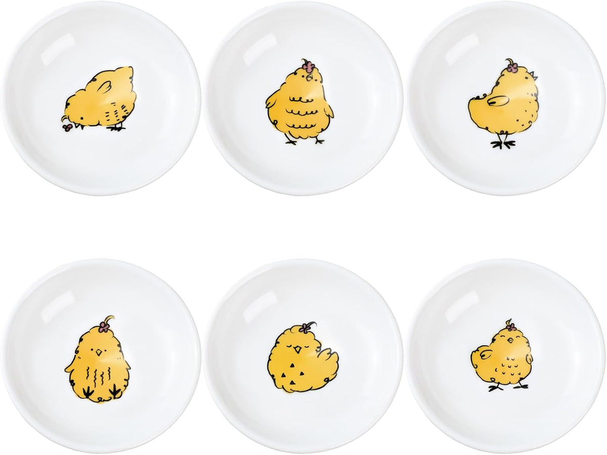 SOCOSY Cute Cartoon Animal Seasoning Dishes Sauce Dishes Sushi Dipping Bowls Appetizer Plates Little Cat Feeding Plates, Serving Dish for Home Kitchen Restaurant-Goose-3.5 Inch
