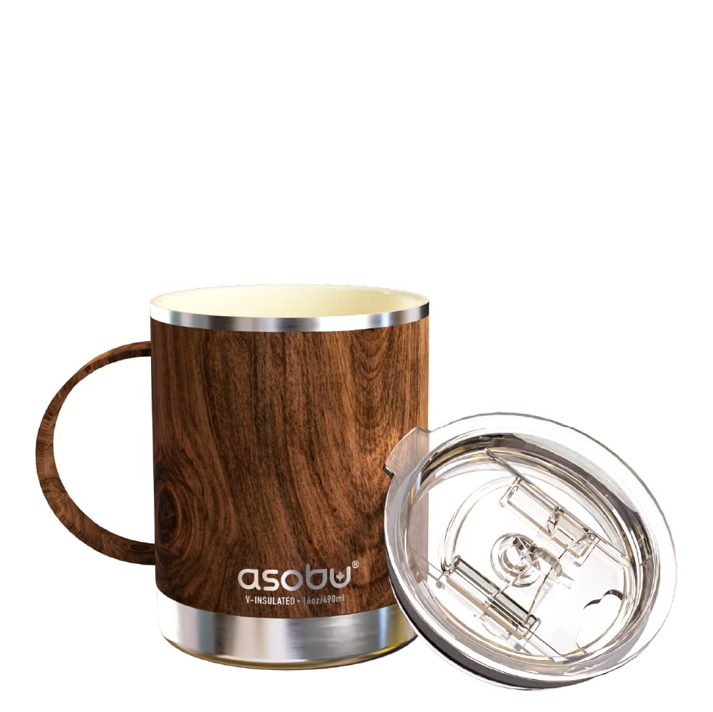 asobu Extra Large Travel Explorer Tumbler for Hot and Cold with Stainless Steel Removable Coffee Mug Sleeve - Straw and Flip Open Sip Spout, 34 oz / 25 oz (Basil Green)