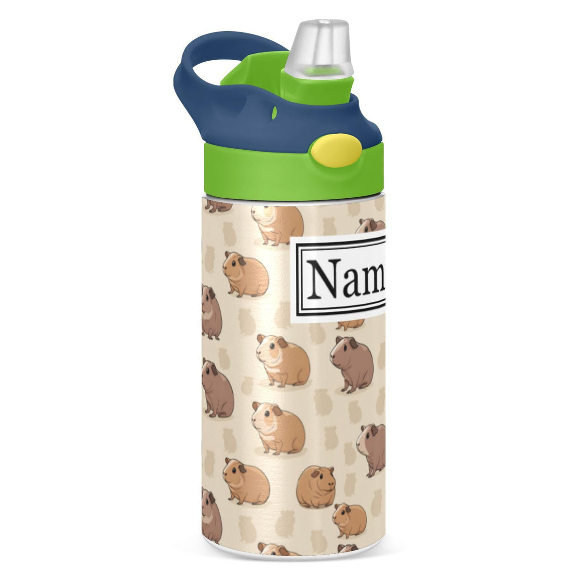 Personalized Name Water Bottles for Kids Cartoon Rats Cheese Custom Toddlers Insulated Stainless Steel with Straw Lid Tumbler Gift for Boys Girls Birthday School
