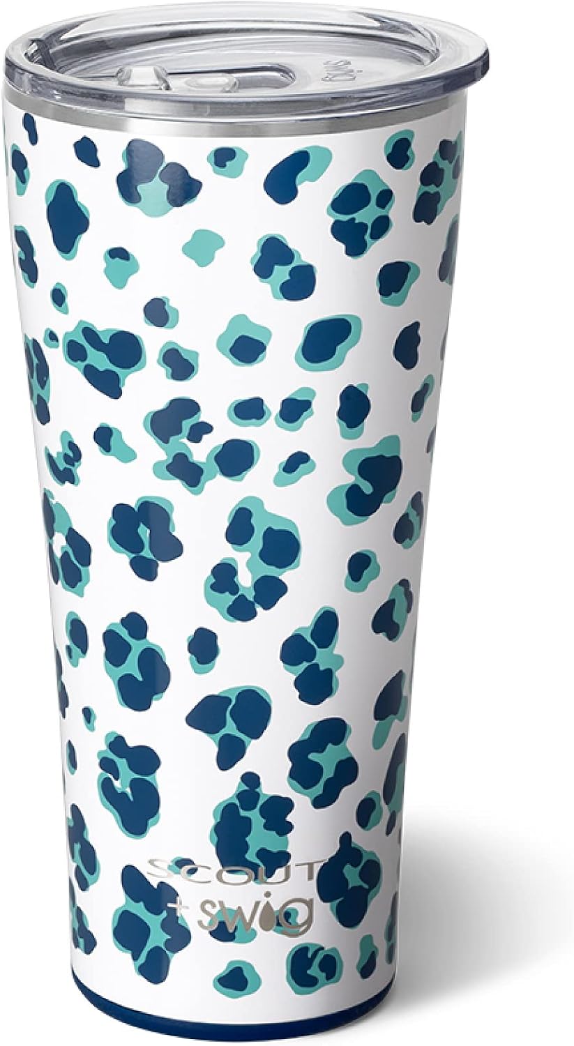 Swig Life 32oz Insulated Tumbler, Travel Coffee Tumbler with Lid, Cup Holder Friendly Travel Coffee Mug, Stainless Steel with Lid (Cool Cat)