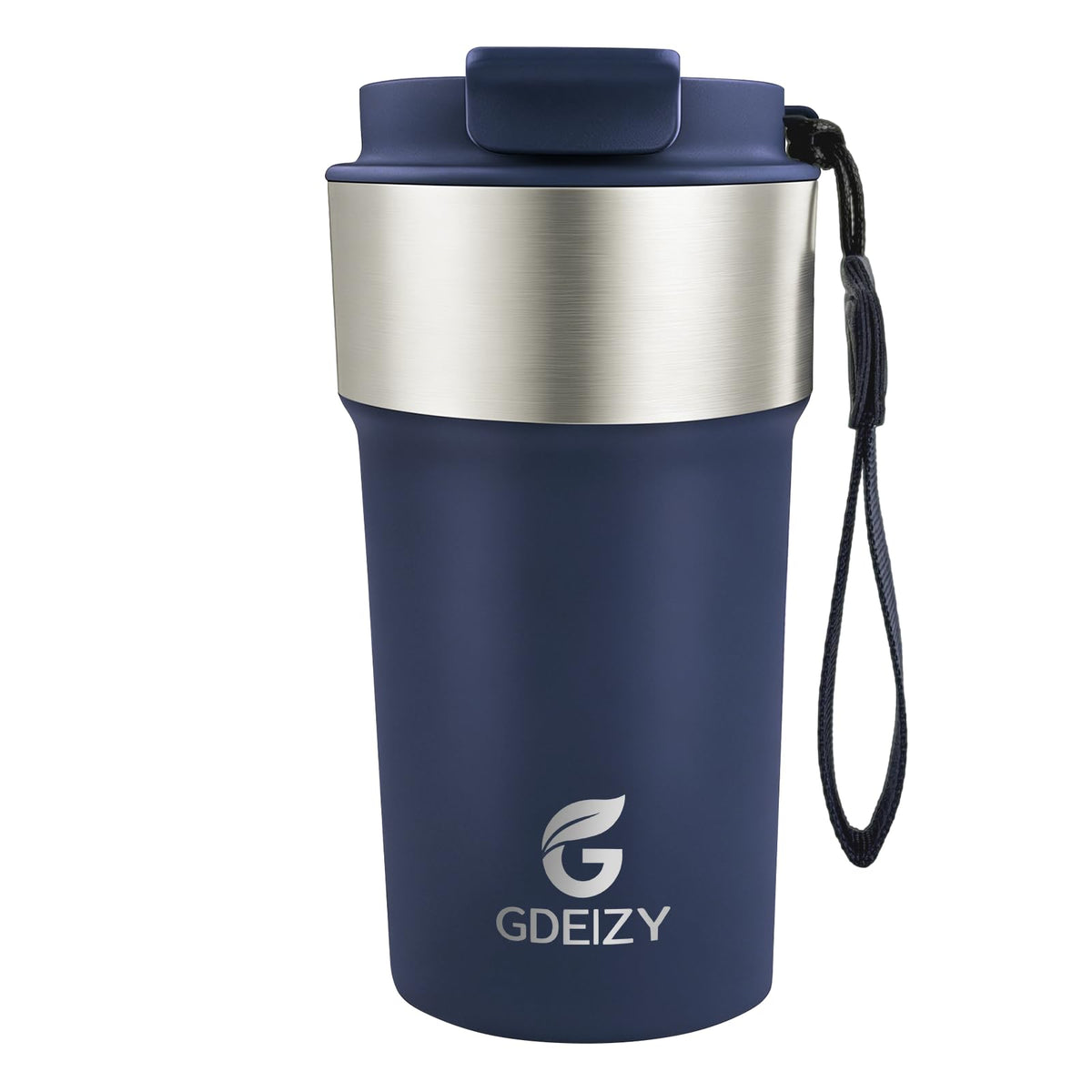 Insulated Travel Coffee Mug, 17oz Stainless Steel Leakproof Flip Straw Cup