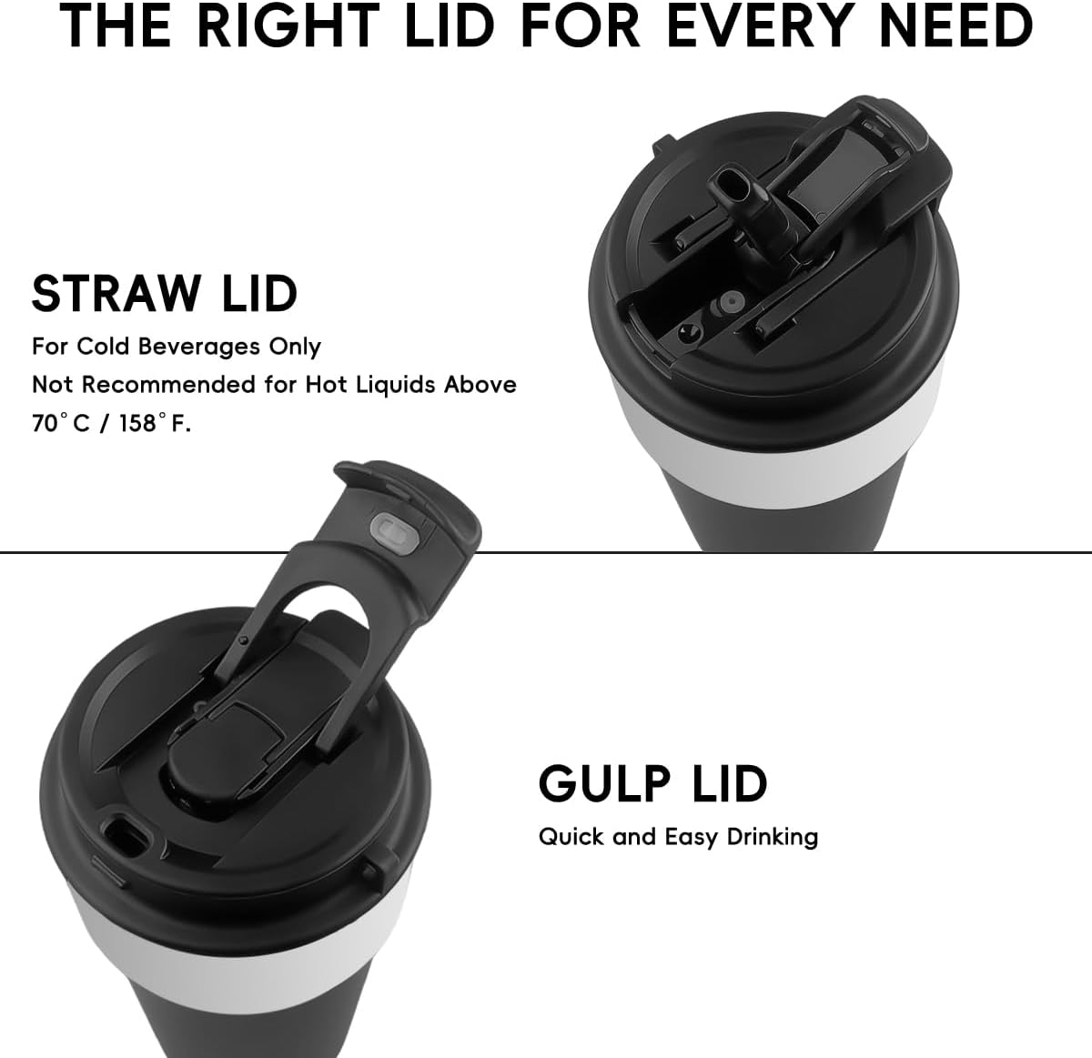Insulated Travel Coffee Mug, 17oz Stainless Steel Leakproof Flip Straw Cup