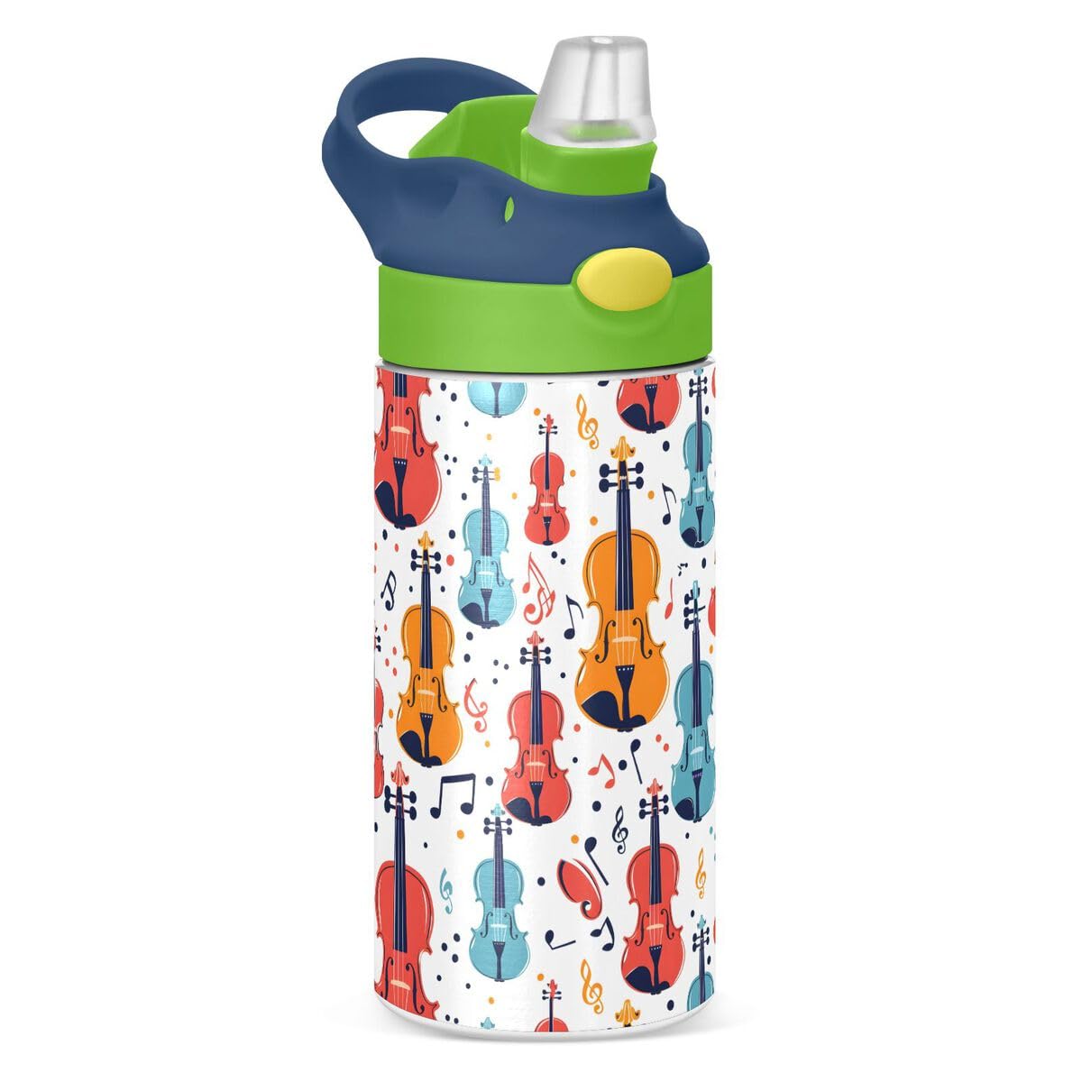 ALAZA Zebra Cartoon Blue Kids Water Bottles Insulated Stainless Steel Tumbler Travel Cup Lids Straw Double Walled Leakproof 12 OZ for Boys Girls