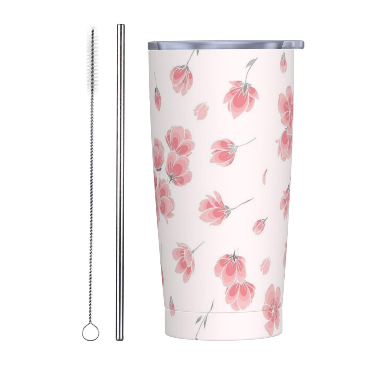 Heart 20oz Tumbler with Lid and Straw for Women, Abstract Cartoon Geometric Line Hearts Design Insulated Mug Colorful Hearts Stainless Steel Tumbler Double Wall Vacuum Travel Mug Coffee Cup