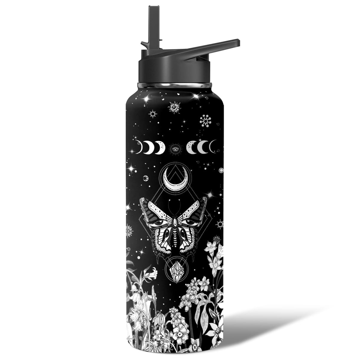 40oz Cartoon Castle Water Bottle - Fireworks Bowknot Double Wall Vacuum Insulated Stainless Steel Tumbler with Leakproof Flip Straw & Handle,Travel Mug for Hot/Cold Drinks - Gift for Castles Lovers