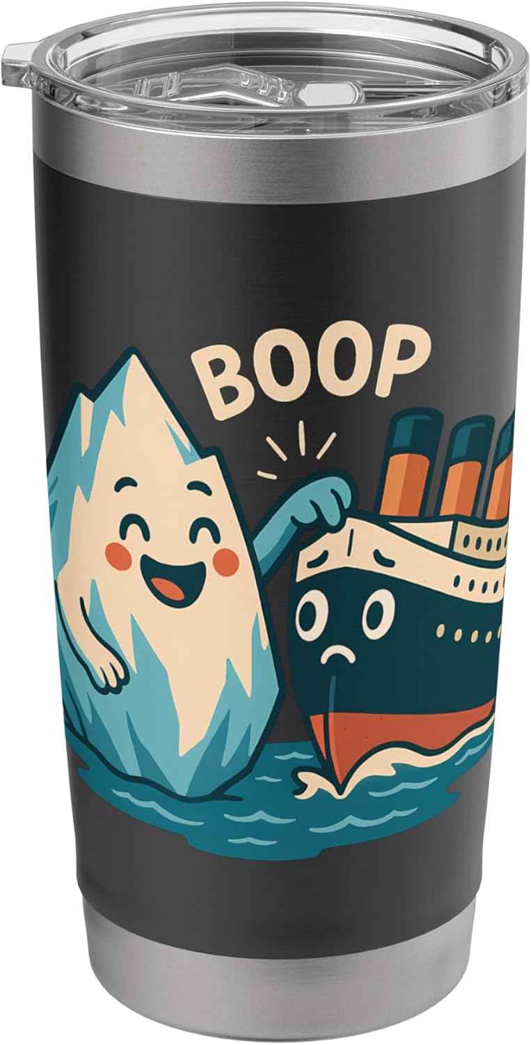 Iceberg Booping Titanic Cute Nautical Cartoon Stainless Steel Insulated Tumbler