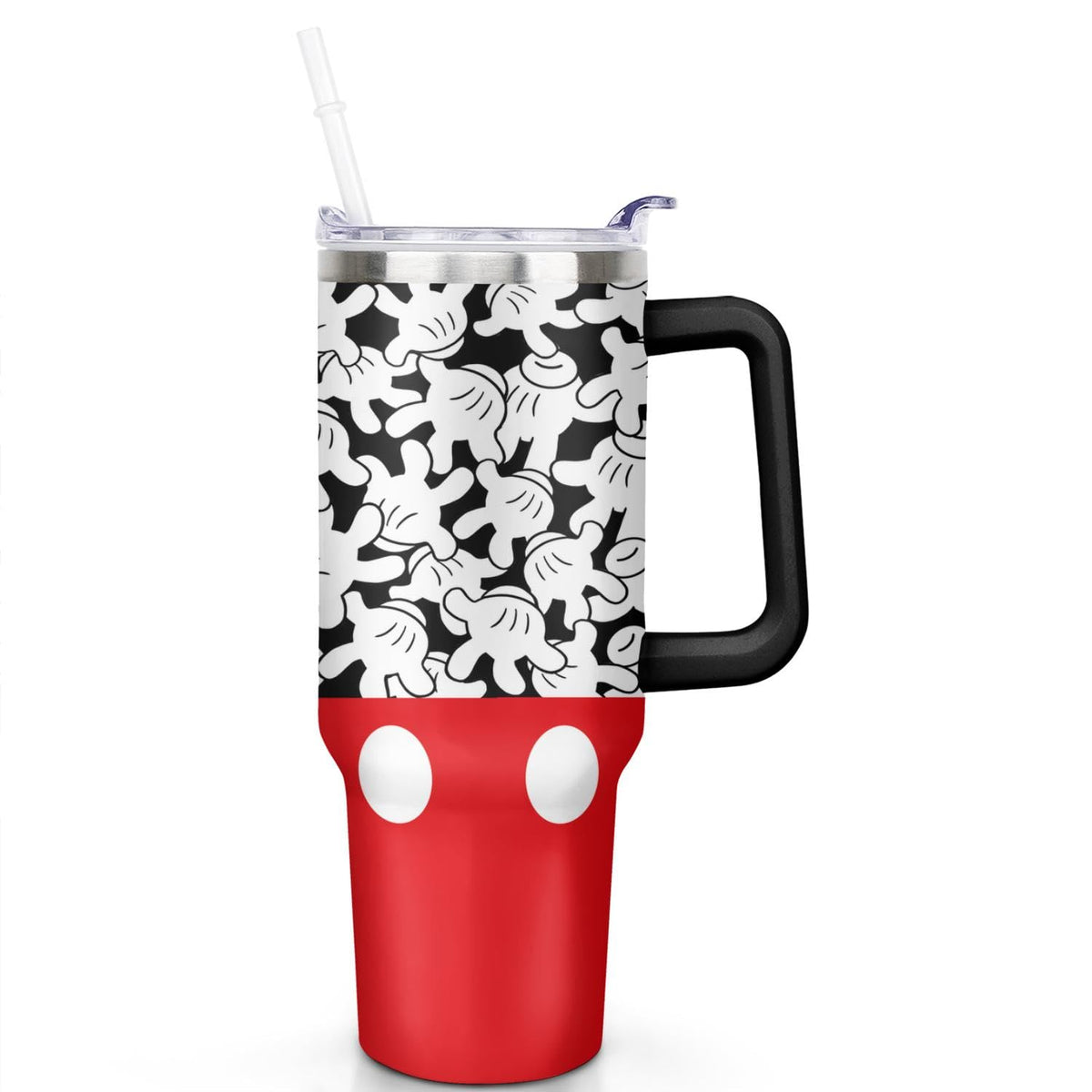 Cartoon Mouse Tumbler 40 Oz With Lid and Straw Stainless Steel Insulated with Handle Gloves Travel Coffee Mug - Birthday,Christmas Gift