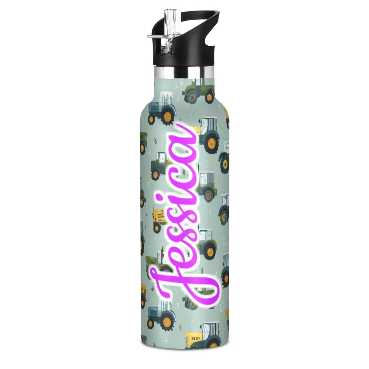 Kcldeci Kids Water Bottle for School Cartoon Chicken Nuggets Personalized 20oz Stainless Steel Insulated Tumbler with Straw, Leak-Proof Travel Flask for Boys Girls, BPA-Free