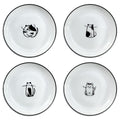 SOCOSY Cute Cartoon Gentleman and Dot Cat Ceramic Seasoning Dishes Sauce Dish Sushi Dipping Bowl Appetizer Plates Tea Bag Holder Serving Dish for Kitchen 5 Inch, Set of 4