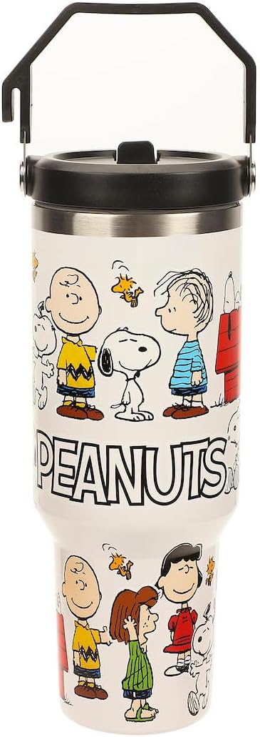 Peanuts All-Over Character Print White 40 Oz Stainless Steel Water Bottle