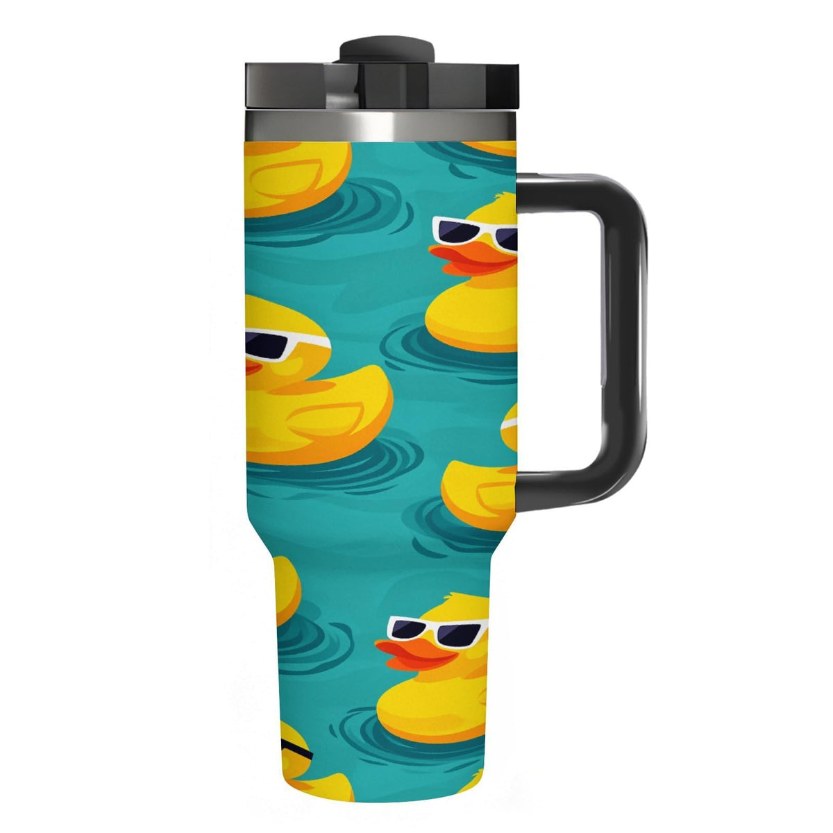 Stainless Steel Insulated Tumbler 40 OZ (1200 ML), Cartoon Yellow Duck Coffee Mug Cup with Splash-Proof Lid And Straw for Car Home Office Outdoor Travel